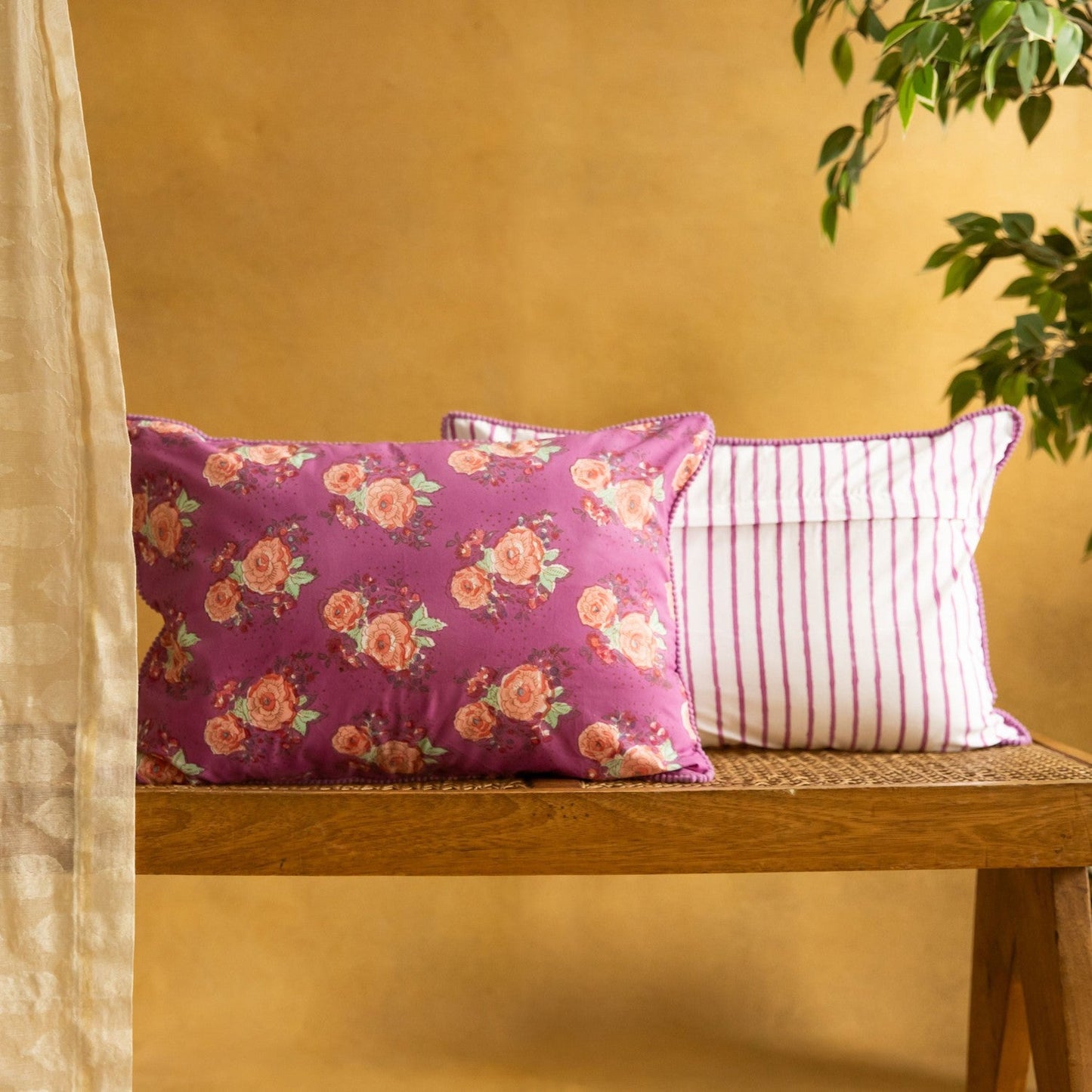 Assorted Set of Kentish Rose Blockprinted Cushion Covers