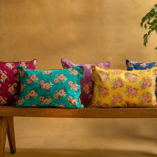 Assorted Set of Kentish Rose Blockprinted Cushion Covers