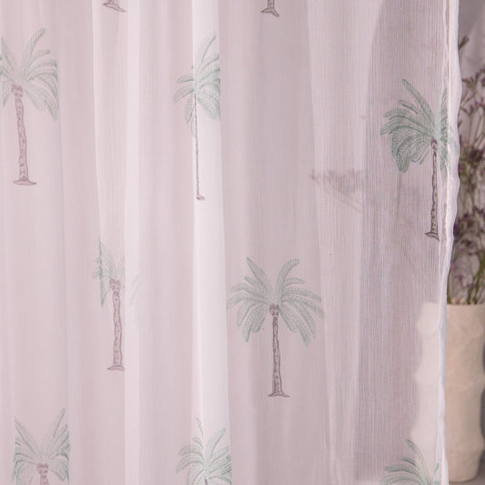 Chiffon Palm Hand Blockprinted Sheer Curtain