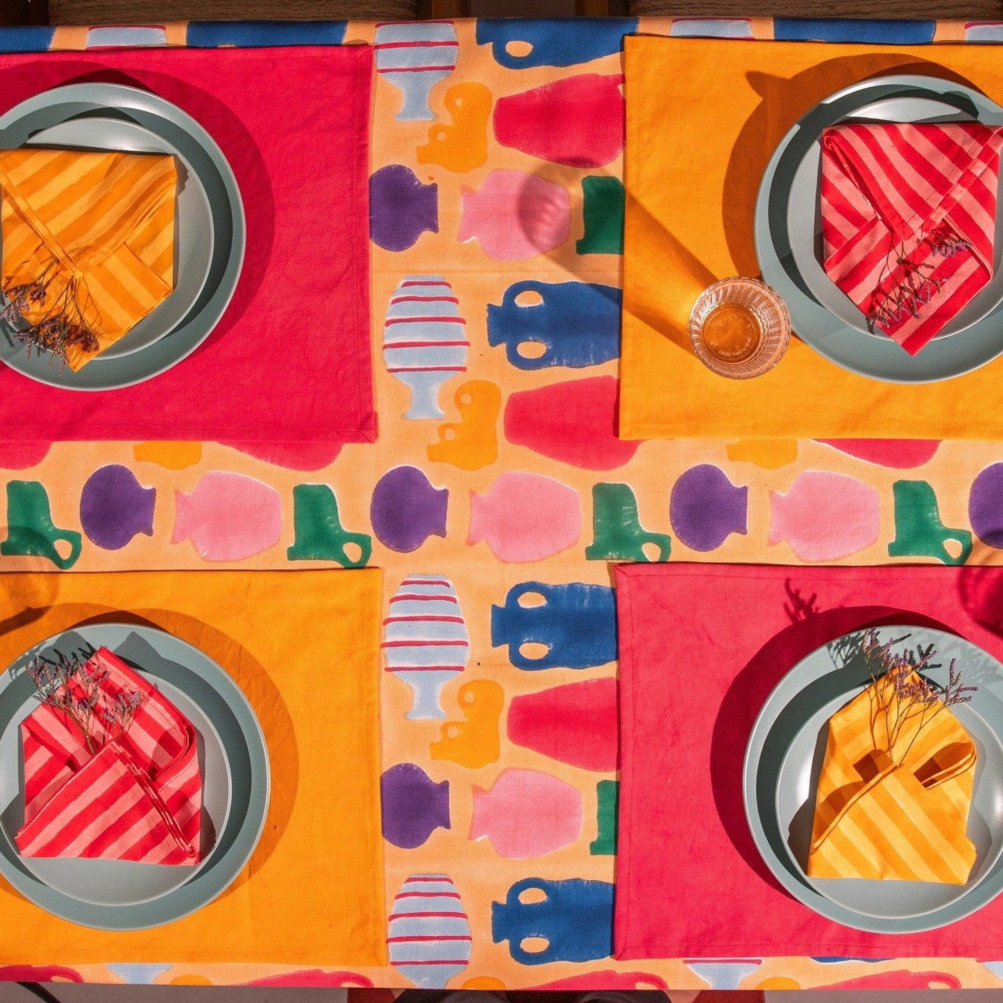 Colorful Medley of Pots Table Linen Set