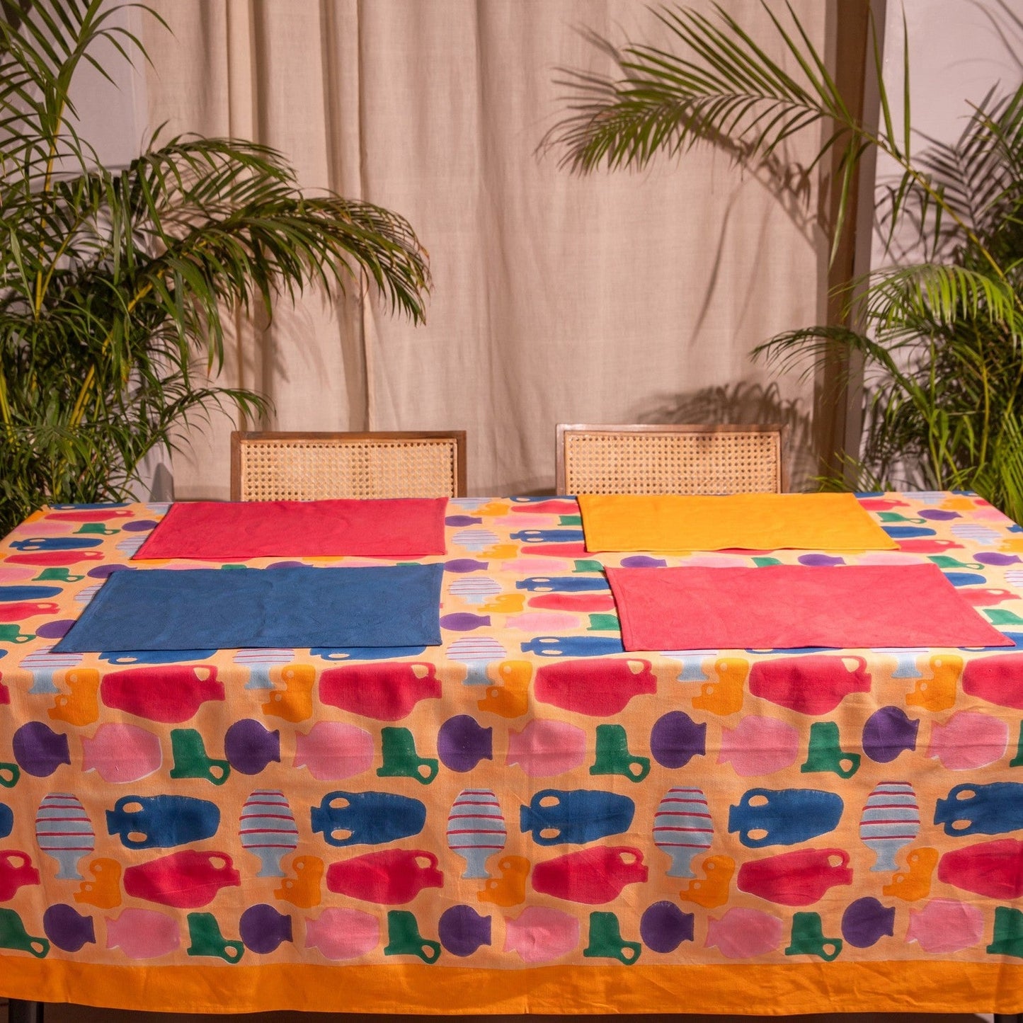 Colorful Medley of Pots Table Linen Set