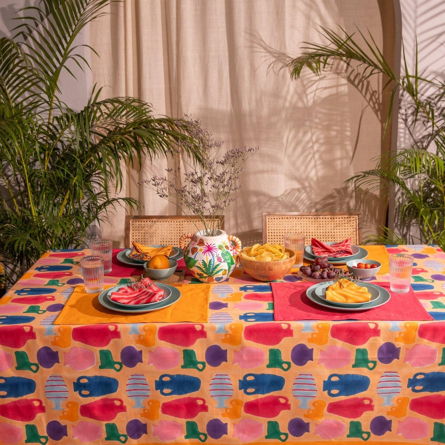 Colorful Medley of Pots Table Linen Set