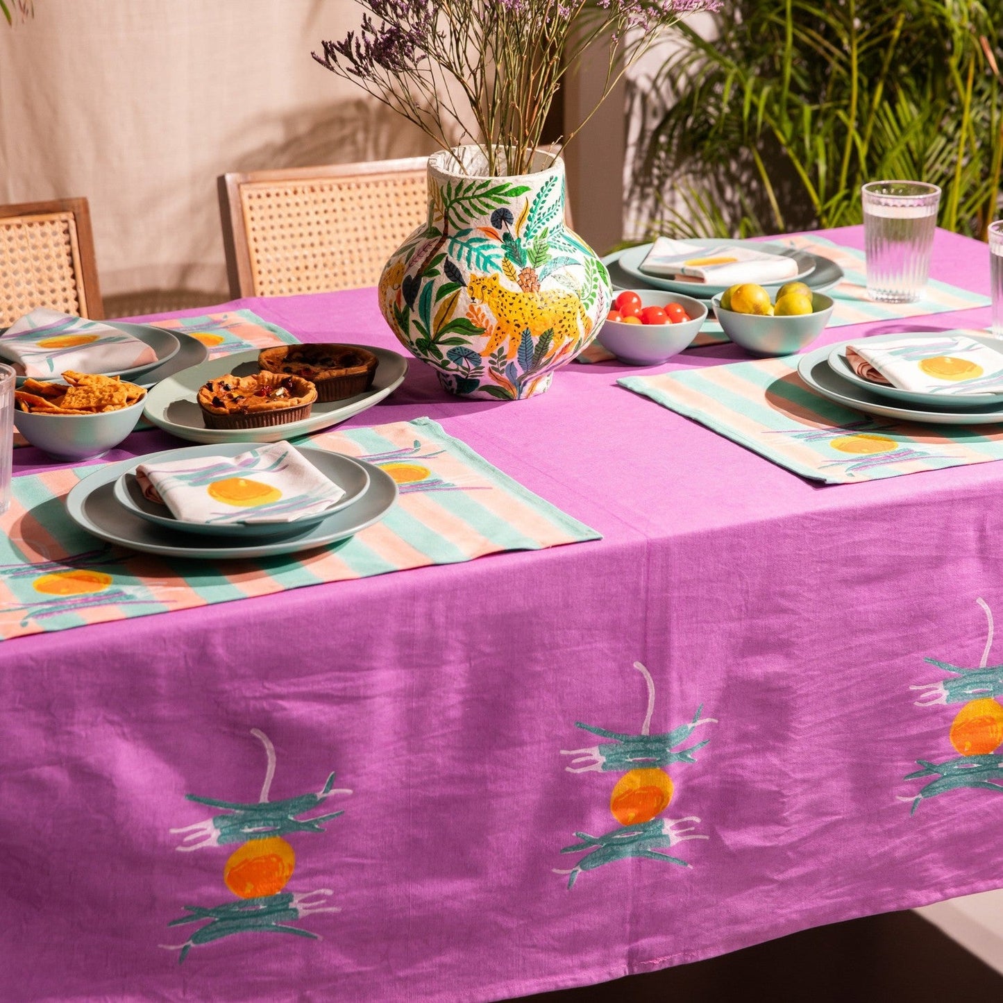 Colorful Nimbu Mirchi Table Linen Set