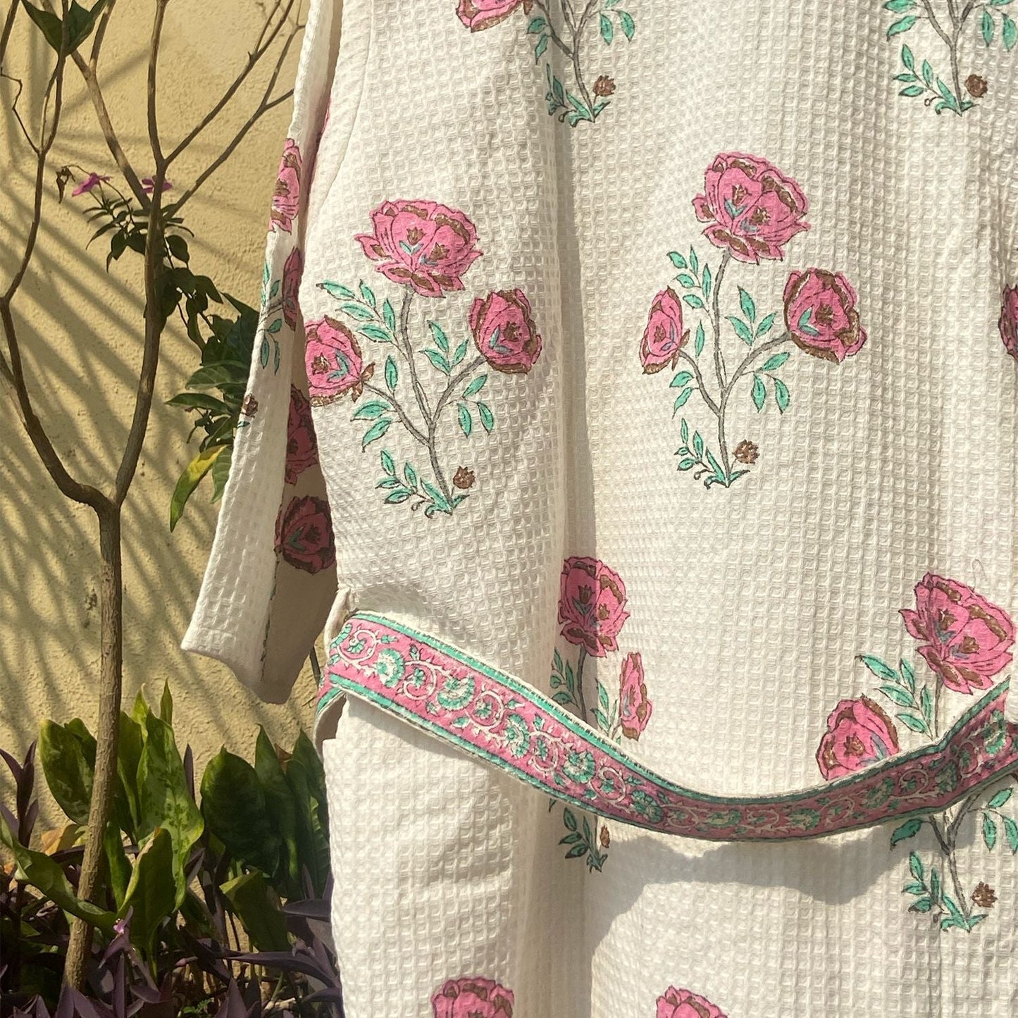 Floral Amaryllis Blockprinted Bathrobe