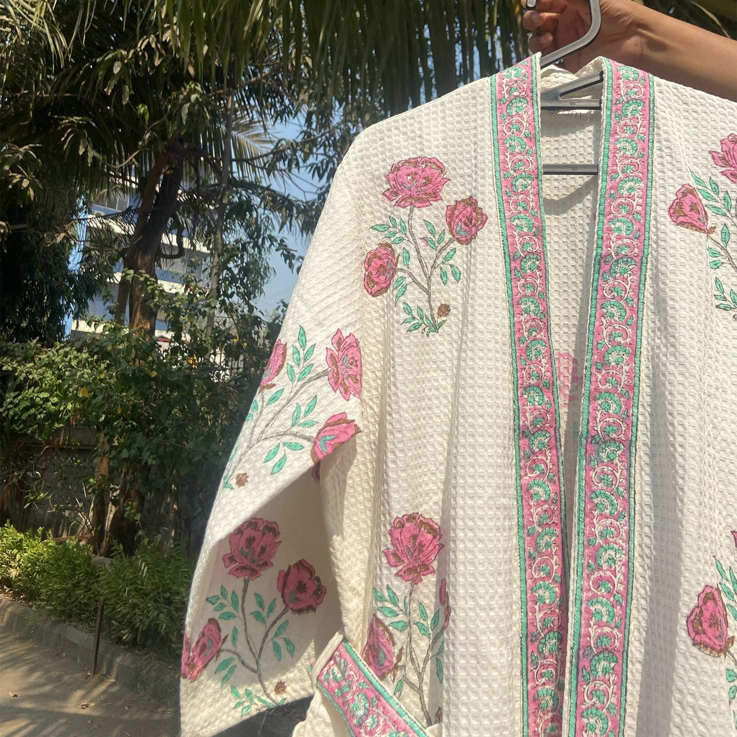 Floral Amaryllis Blockprinted Bathrobe