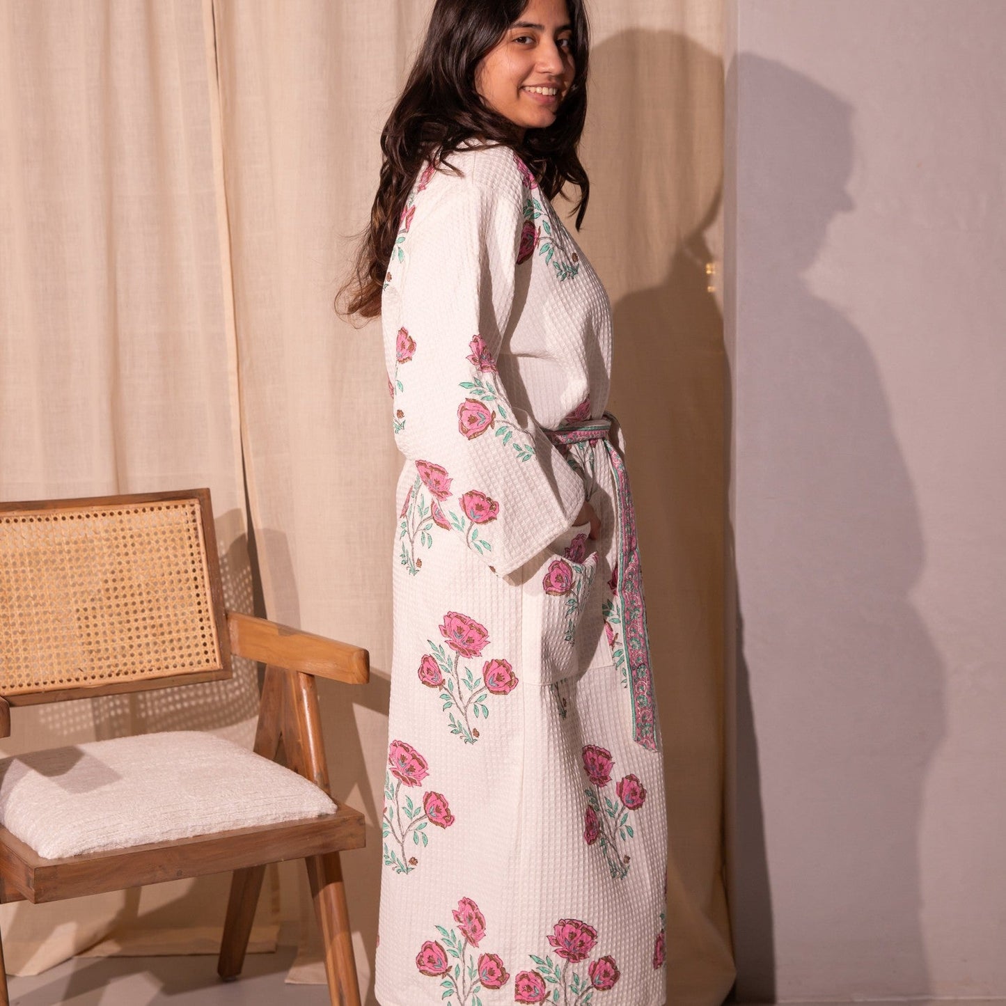 Floral Amaryllis Blockprinted Bathrobe