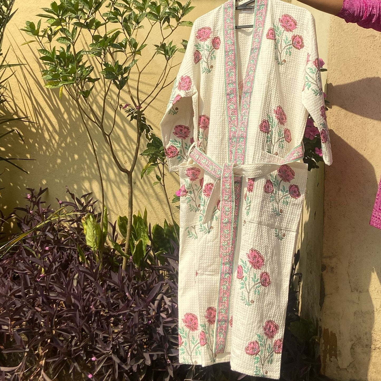 Floral Amaryllis Blockprinted Bathrobe