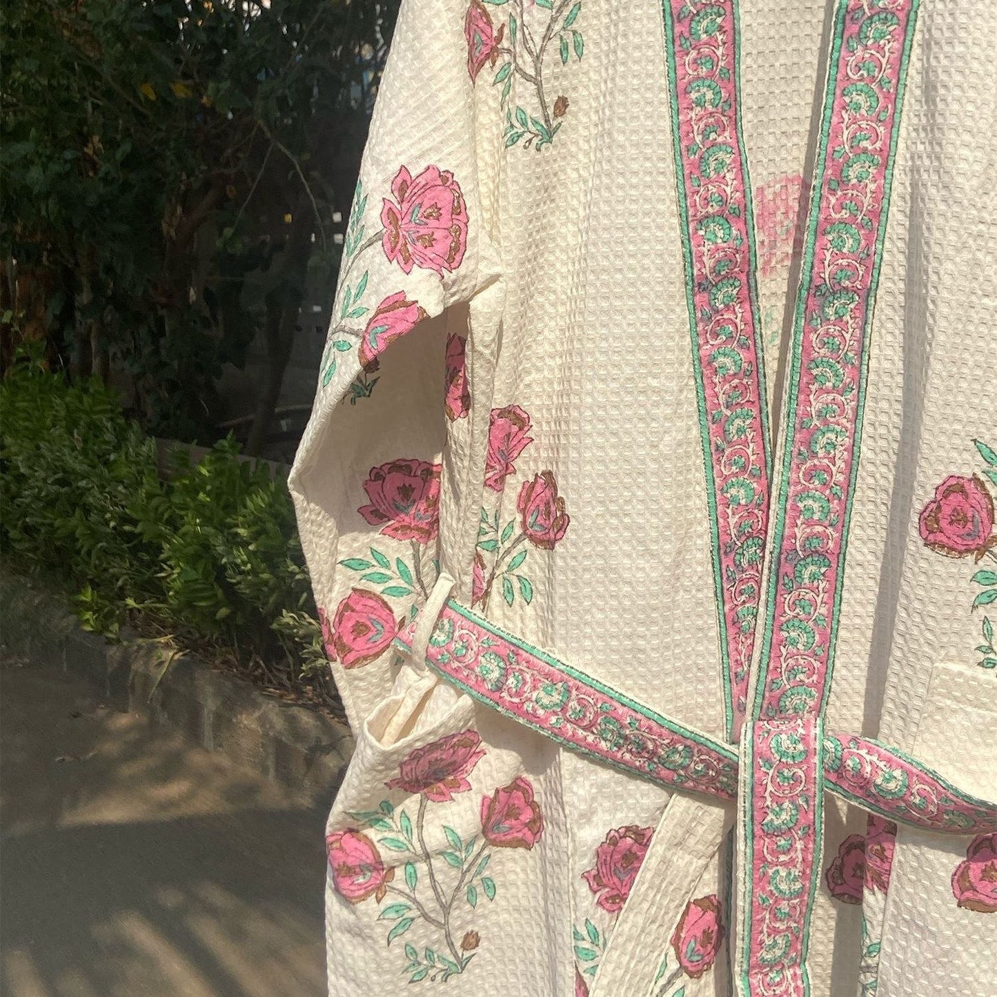 Floral Amaryllis Blockprinted Bathrobe