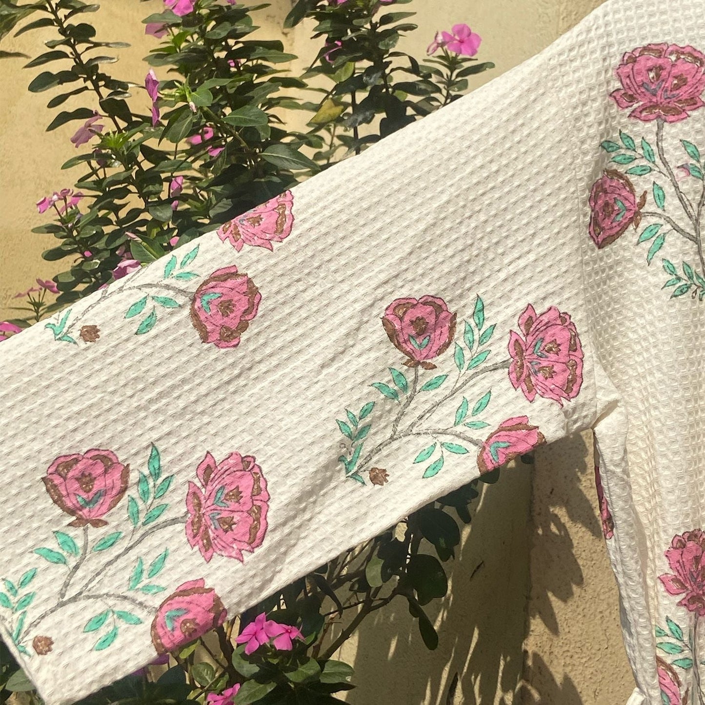 Floral Amaryllis Blockprinted Bathrobe