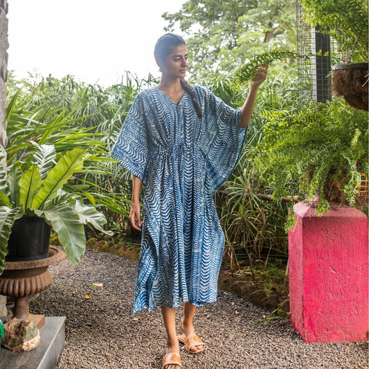 Leher Indigo Wave Kaftan