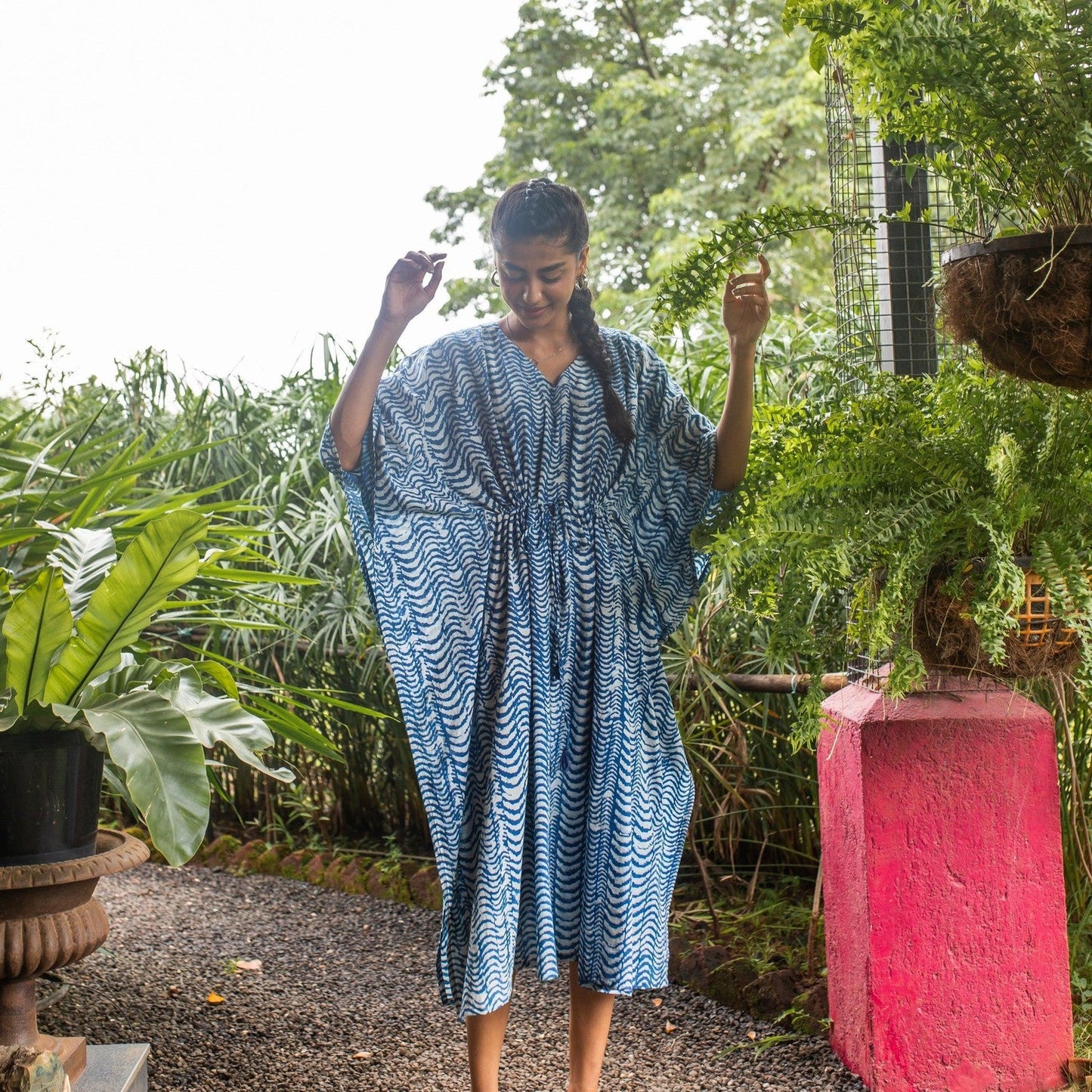 Leher Indigo Wave Kaftan