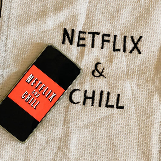 Netflix and Chill Embroidered Cotton Tea Towel