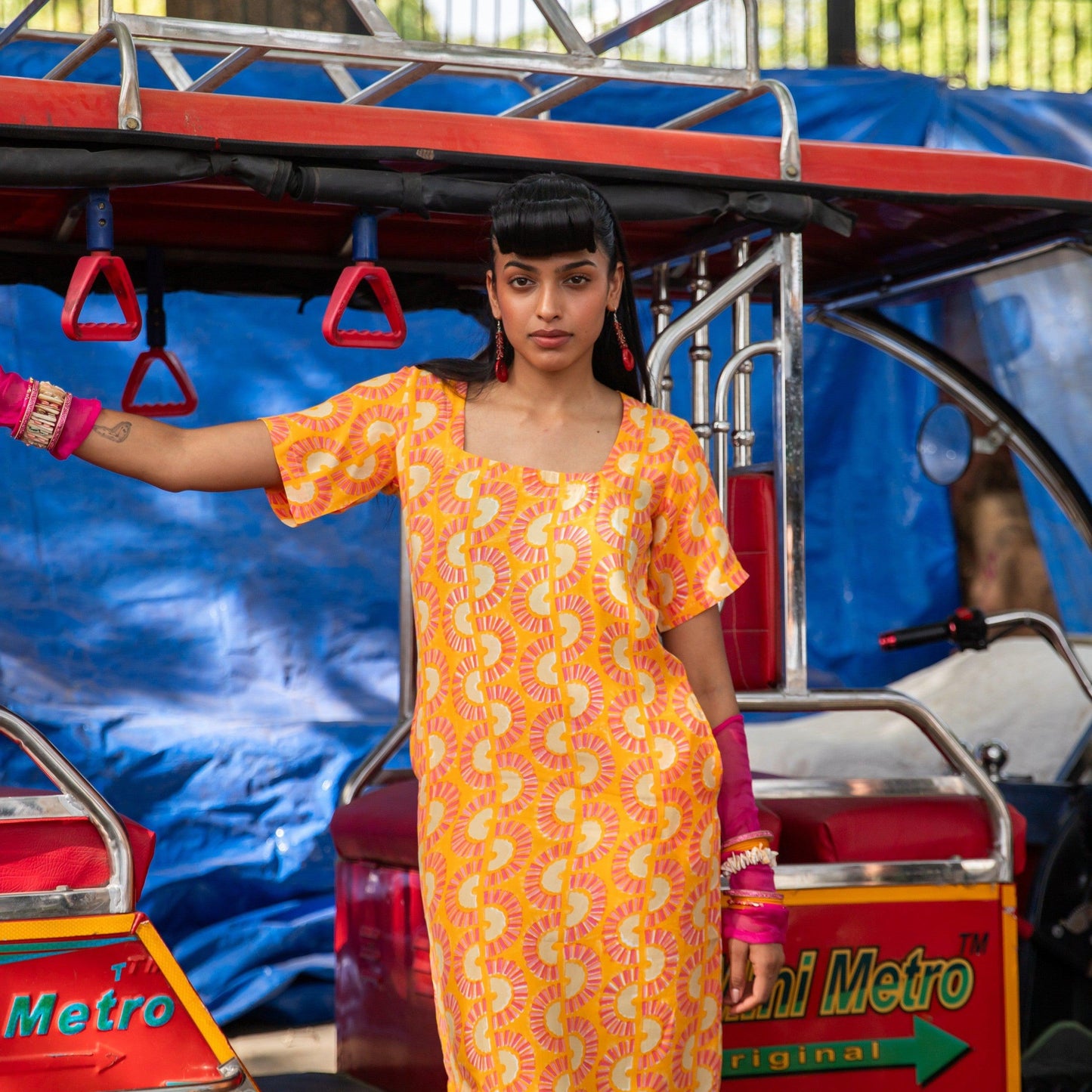 Rainbow Dreams Orange Cotton Satin Dress