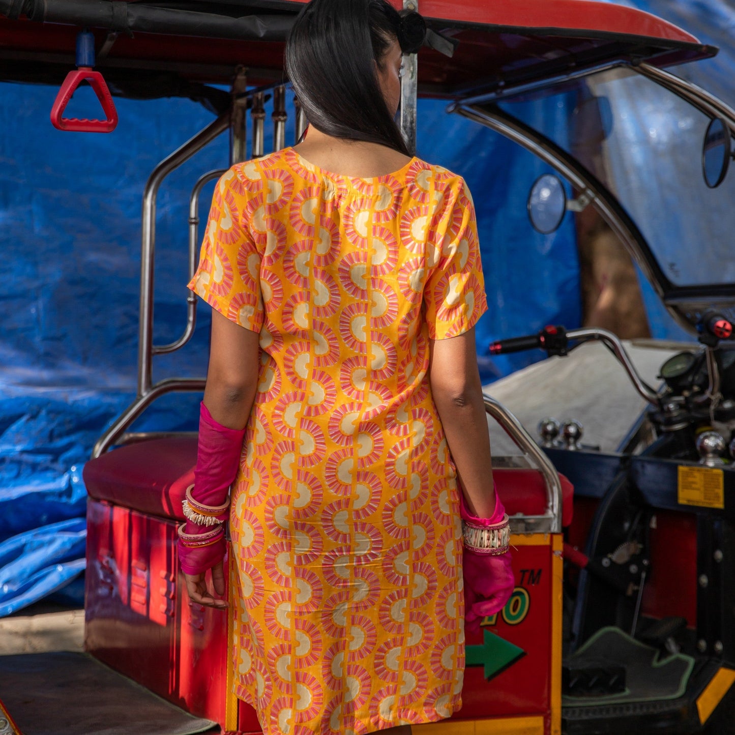 Rainbow Dreams Orange Cotton Satin Dress