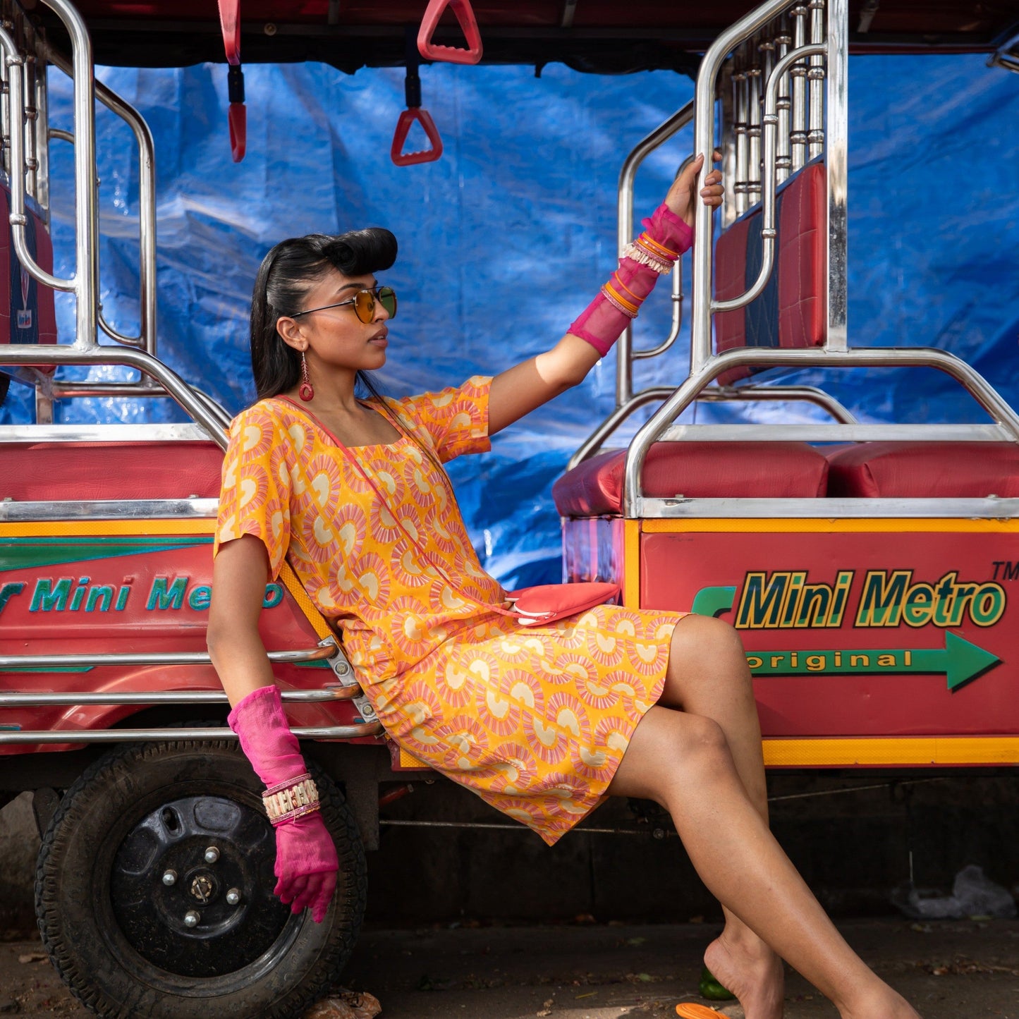 Rainbow Dreams Orange Cotton Satin Dress