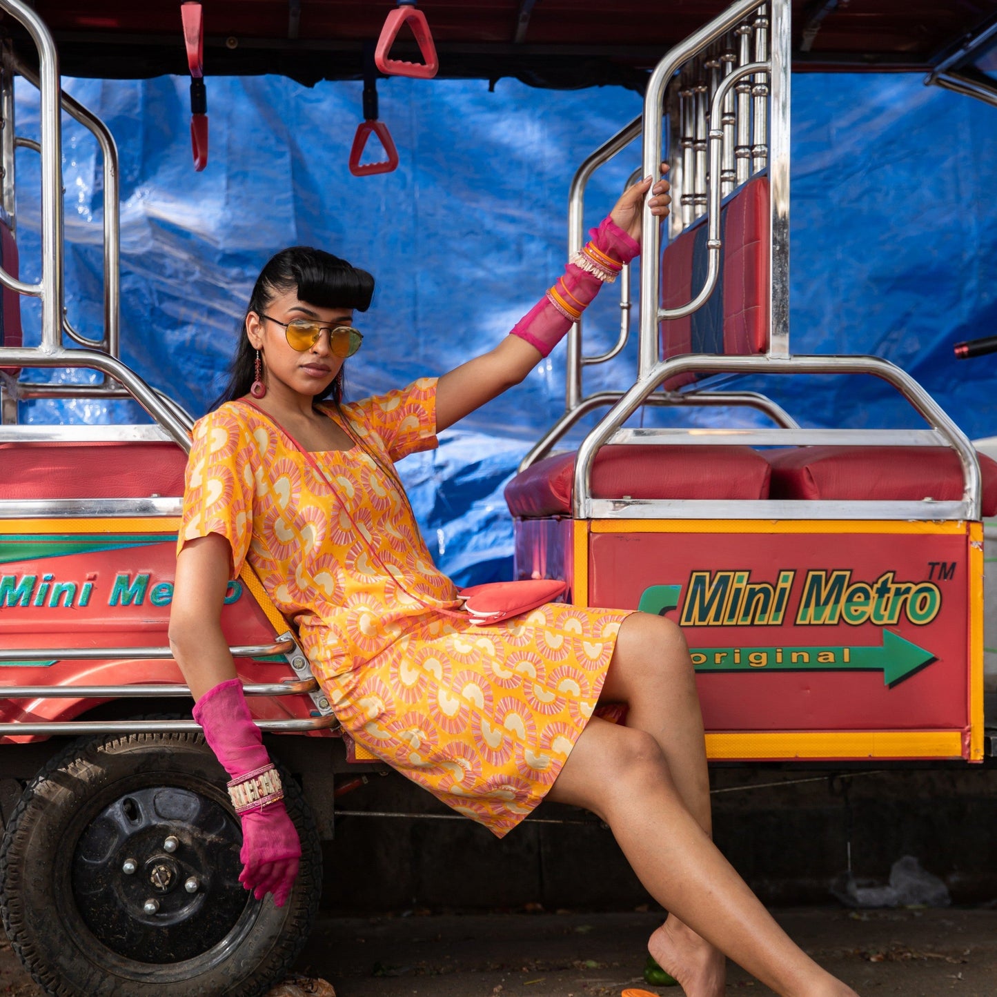 Rainbow Dreams Orange Cotton Satin Dress