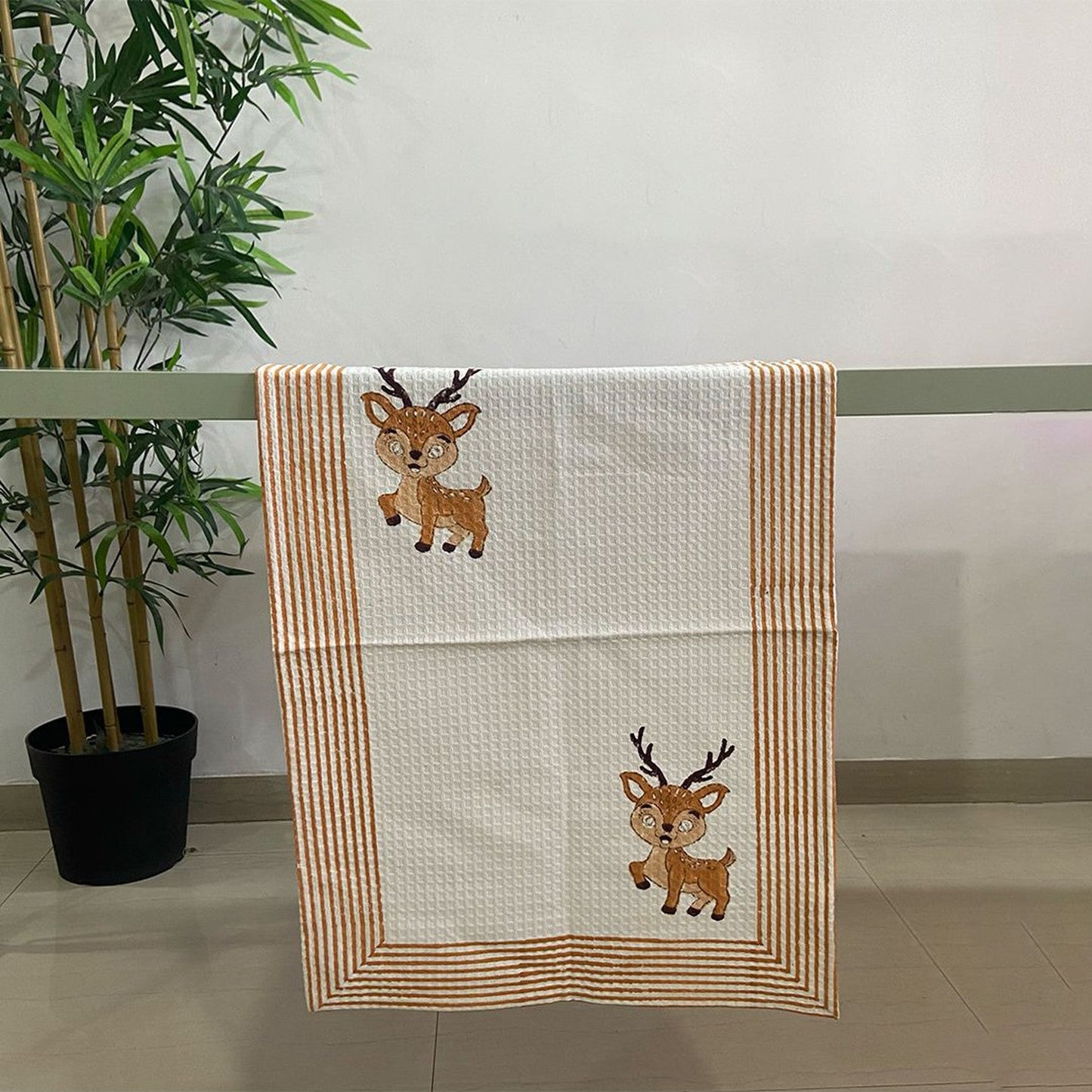 Reindeer Kids Blockprint Bath/Hand/ Waffle Towel