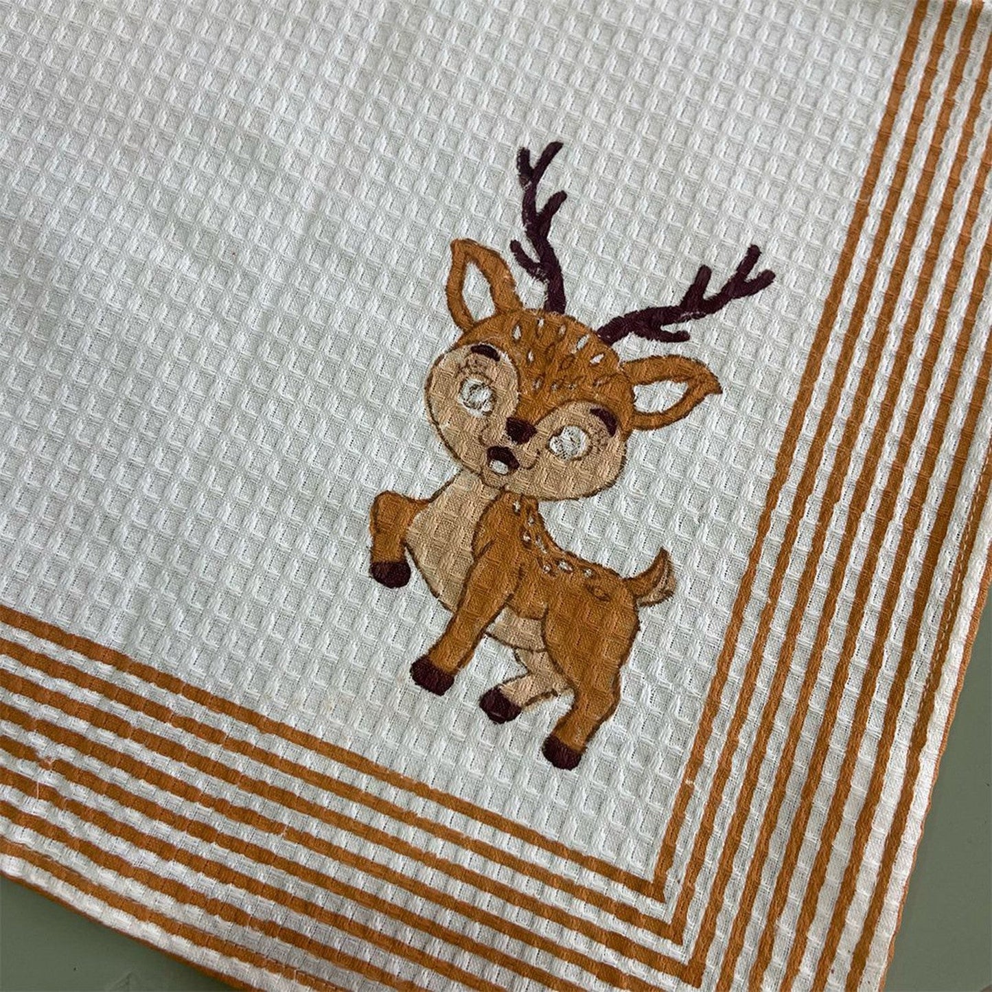 Reindeer Kids Blockprint Bath/Hand/ Waffle Towel