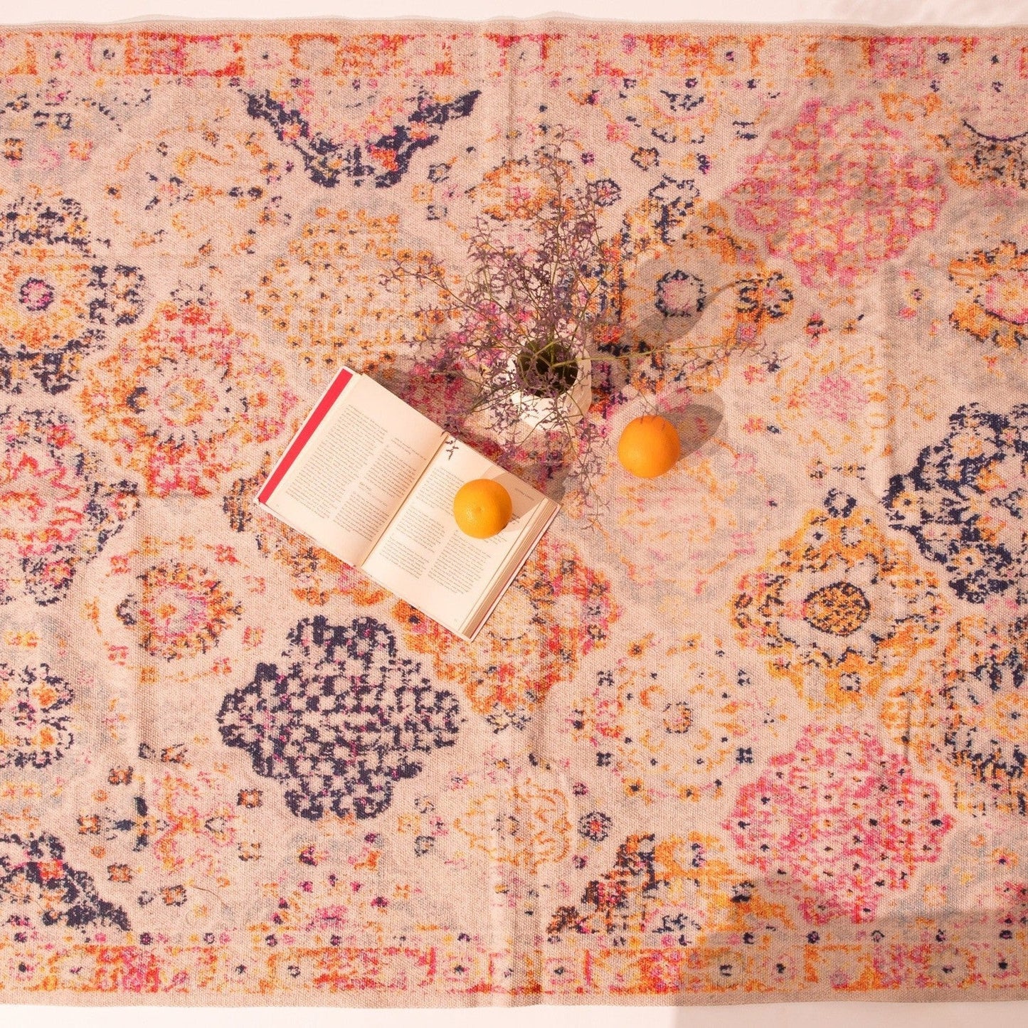 Zosar Multicolour Screen Printed Cotton Rug